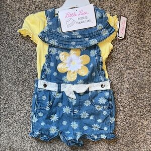 Little Lass Blue and Yellow Playful Overalls